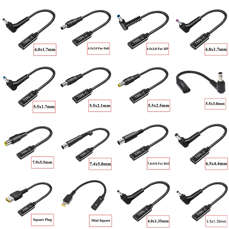 

USB 3.1 Type C USB C Laptop Charger Power Adapter Converter USB Type C Female to 4.0*1.35 5.5*2.5 4.5*3.0 4.0*1.7mm Dc Plug Jack