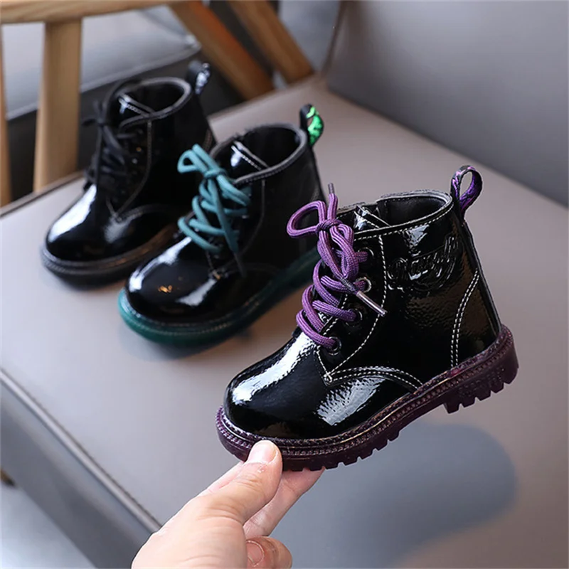 NEW 2021 Spring Autumn Children Martin Boots British Style Lace-Up Fashion Ankle Boots Boys Girls Shoes Motorcycle Boots 03B