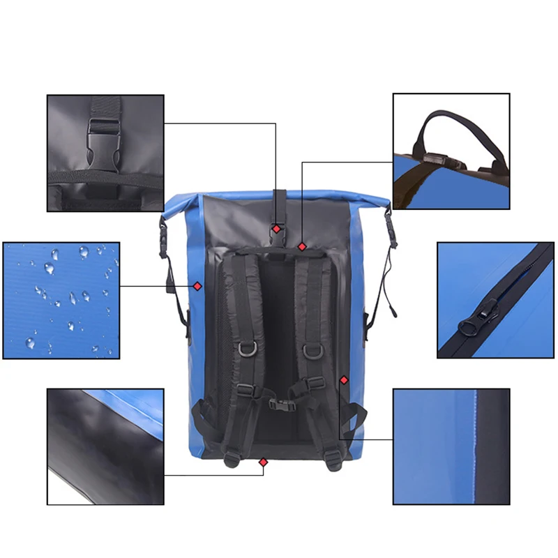 40L Impermeabile Kayak Deck DryBag Camping Backpack Swimming Bouy Pack Waterproof Ocean Sack Outdoor Dry Bags Dry Sack Drypack