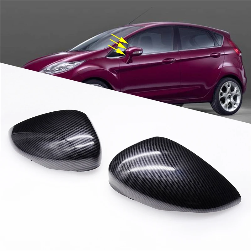 

1pair for Ford Fiesta Mk7 2008-2017 Car ABS Carbon Fiber Pattern RearView Mirror Decorative Covers Protection Cap Left + Right