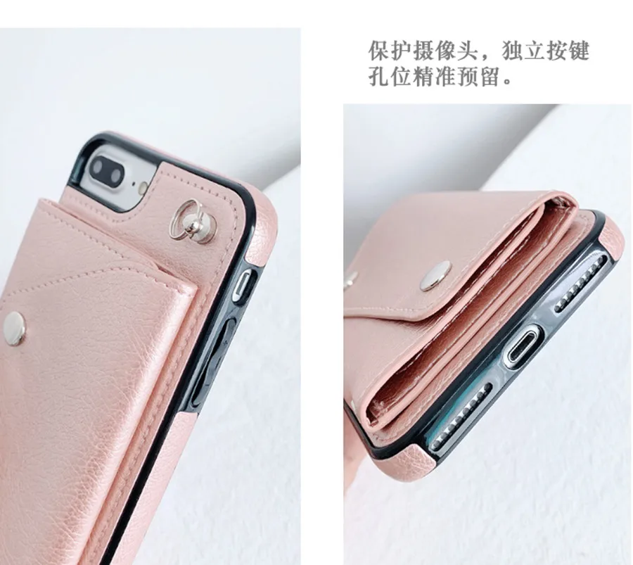 Ремешок для кошелька чехол для iphone 11 Pro Max XR X XS MAX 7 8 6S 6 plus чехол Роскошный кожаный чехол для карты плечевой ремень чехол для телефона