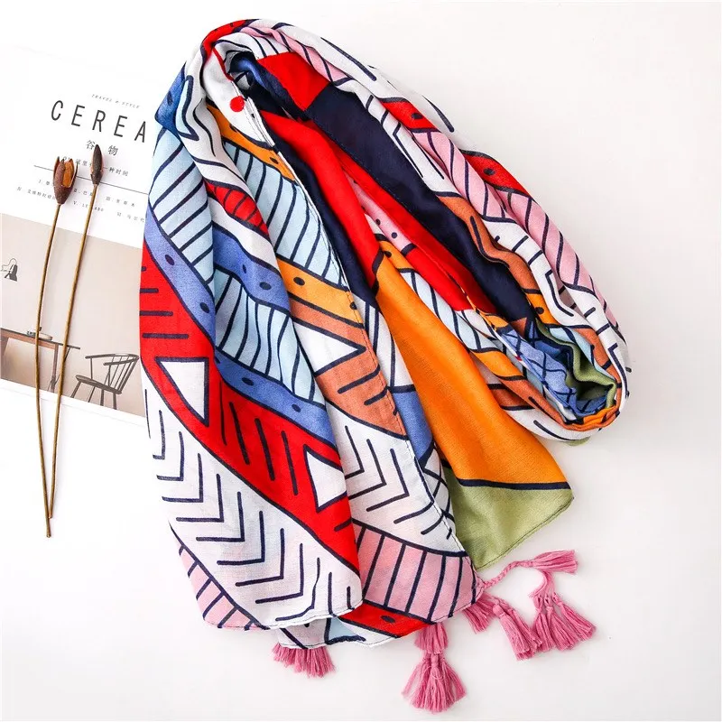 style 20 KYQIAO головной платок, новинка, женский, для девочек, весна, осень, дизайнерский, длинный, богемный, этнический, мягкий, с принтом, шарф, накидка с кисточками, шаль, палантин - Цвет: style 20