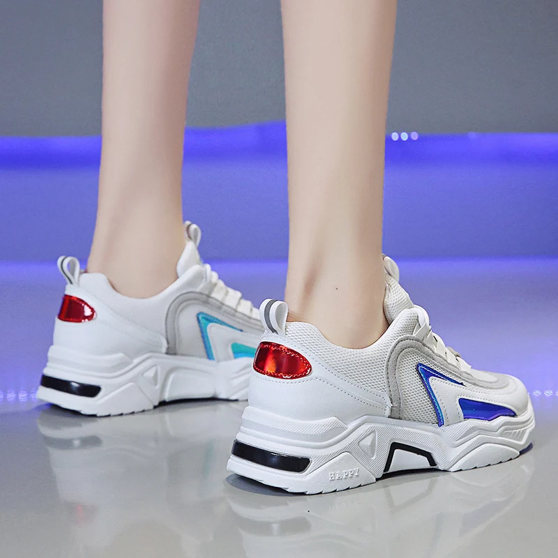 Spring New Fashion Sneakers Shoes Tennis Casual Thick Bottom Mesh Breathable Lightweight Lace-up for Ladies U13-92 | Обувь