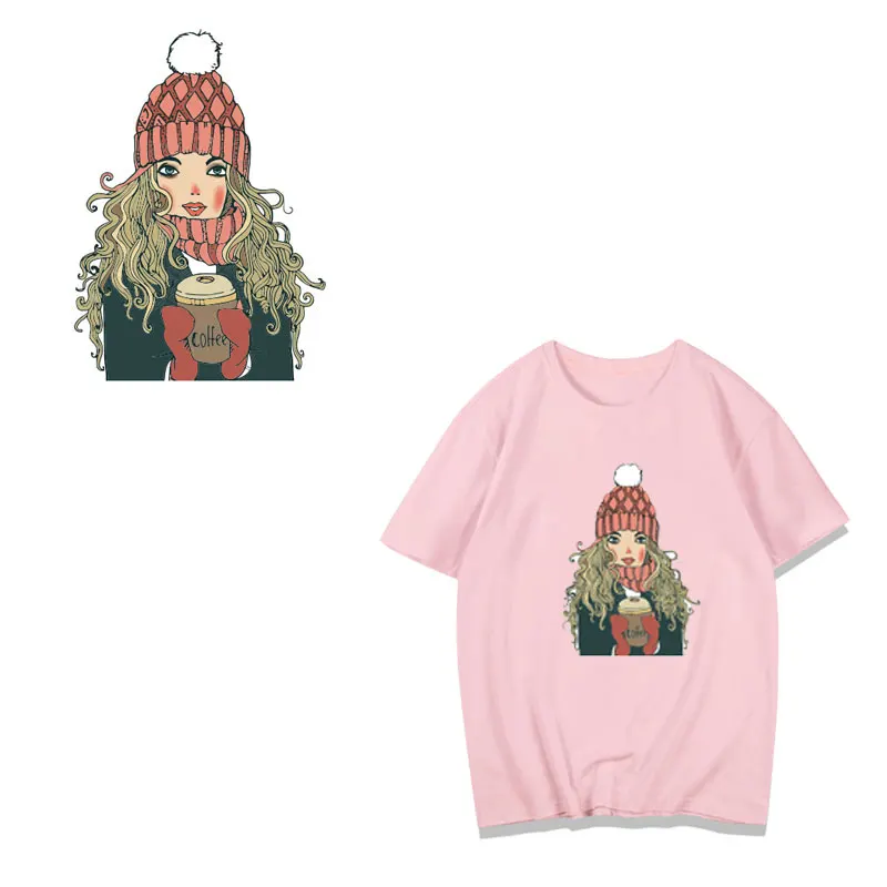 

Beautiful Girl iron on patches for Clothing Heat Transfer Stickers on Clothes for T-shirt DIY Appliques Thermal Transfer Vinyl G