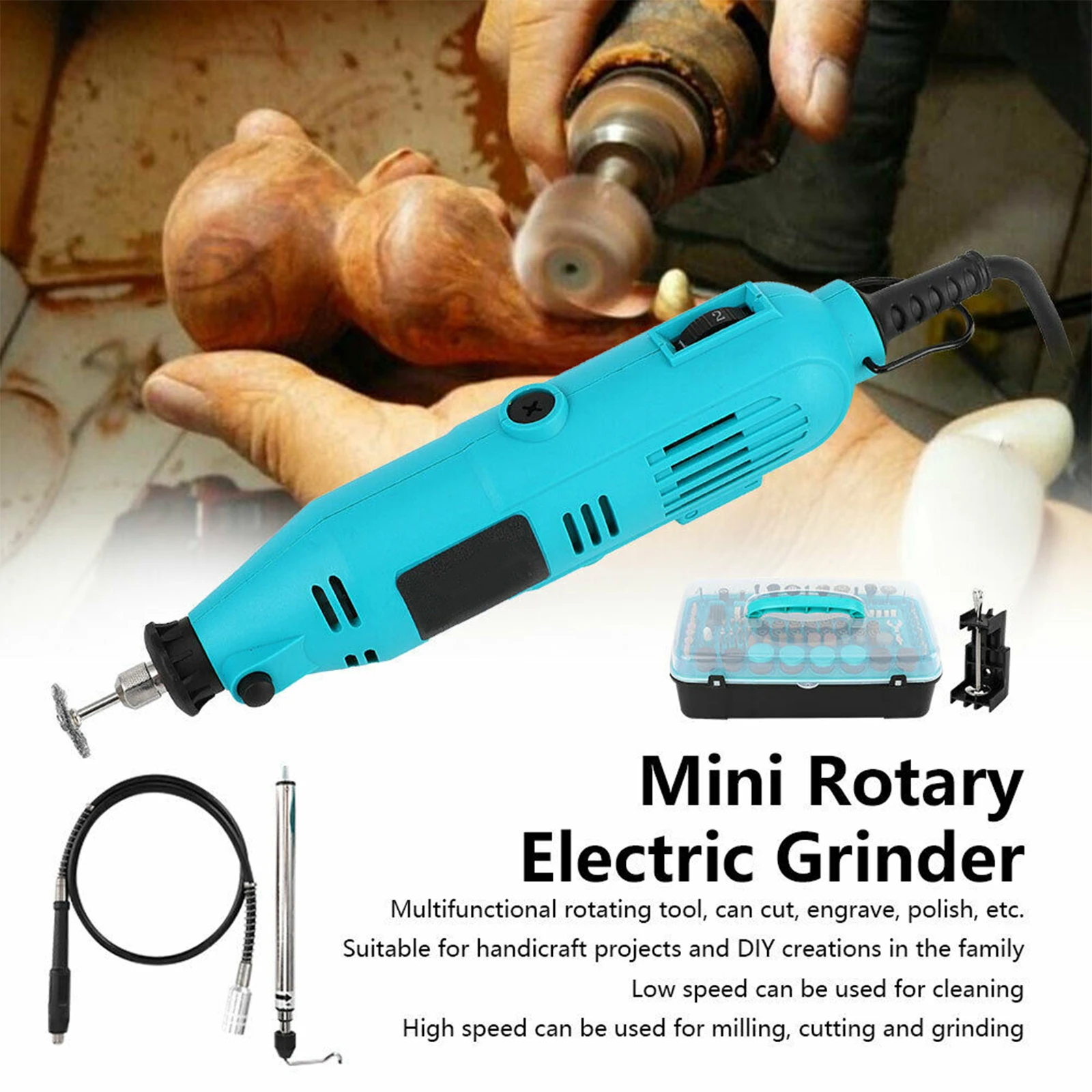 

130W Mini Grinder 6 Speed Eletric Engraving Machine For Cutting Polishing Scraping Engraving Craft DIY Multifunction Tool Set