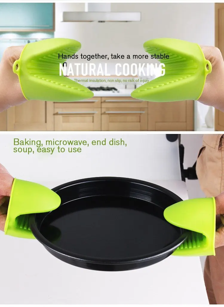 Padded Food Grade Silica Gel Anti-hot Gloves Bowl Plate CLIP Kitchen Insulated Plate Tray Holder Baking Oven CLIP