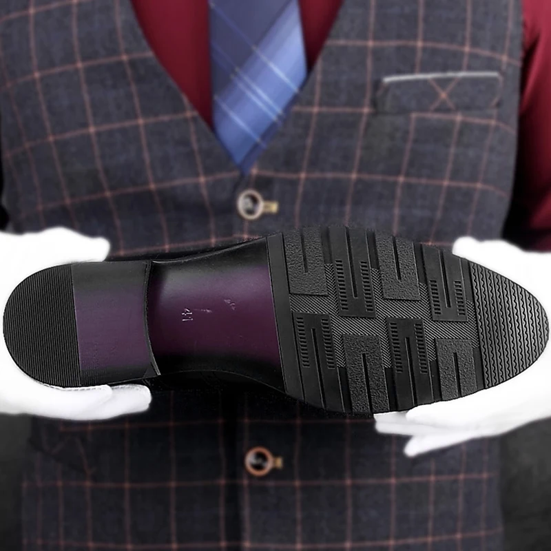 

New Arrival Genuine Leather Men's Handmade Office Footwear Pointed Toe Elastic Man Formal Dress Party Shoes For Gentleman HKN174