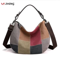 yizhong retro canvas luxury handbags women bags designer ladies panelled large capacity shoulder bag female shopper clucth bag