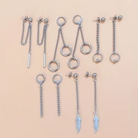 10 pcsset kpop btsarmy bangtan dna v kim tae hyung titanium stainless steel tassel earrings korean jewelry for men and women