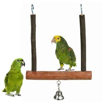 hot sales wood pet bird parrot bell cage hanging swing stand grinding paw play chew toy