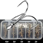 Тройной рыболовный крючок в коробке, 50 шт.лот, рыболовные крючки с зазубриной из высокоуглеродистой стали, рыболовные снасти, круглый изгиб, серебристый рыболовный крючок