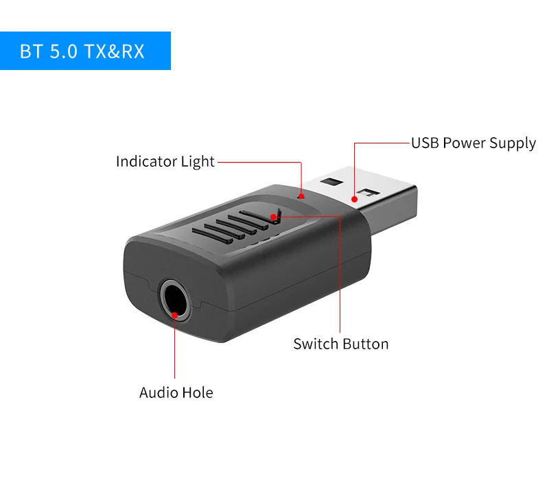 USB Bluetooth 5 0 передатчик приемник беспроводной адаптер стерео аудио 3 мм Aux Разъем