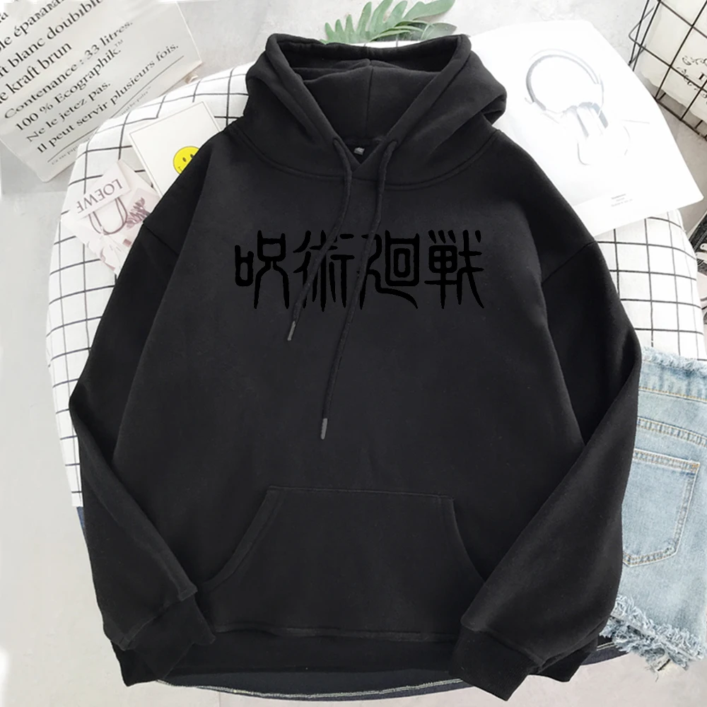 

Jujutsu Kaisen Japanese Letter Printing Hoodies Men Hip Hop Streetwear Male Creativity Fleece Hoodie Comfortable Warm Hoody