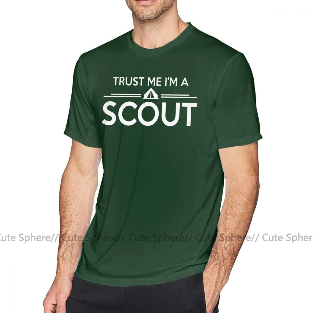 Футболка для бойскаута, Trust Me I M A Scout, Мужская футболка с принтом, большие размеры, потрясающая Пляжная футболка из 100 хлопка - Цвет: Dark Green