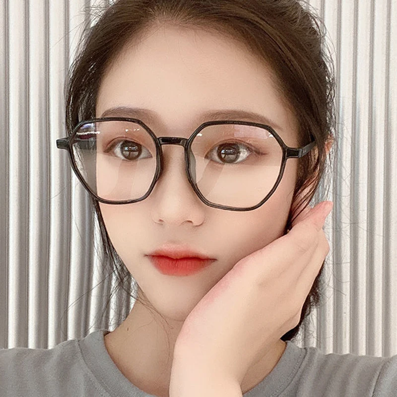

Retro Women Anti-blue Light Radiation Polygonal Ultralight Myopia Korean Style Large Frame Multicolor Trending Product 2021 New