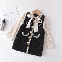 girls bow stitching dress toddler girl fall clothes flower dresses toddler christmas outfits korean baby clothes flower dresses