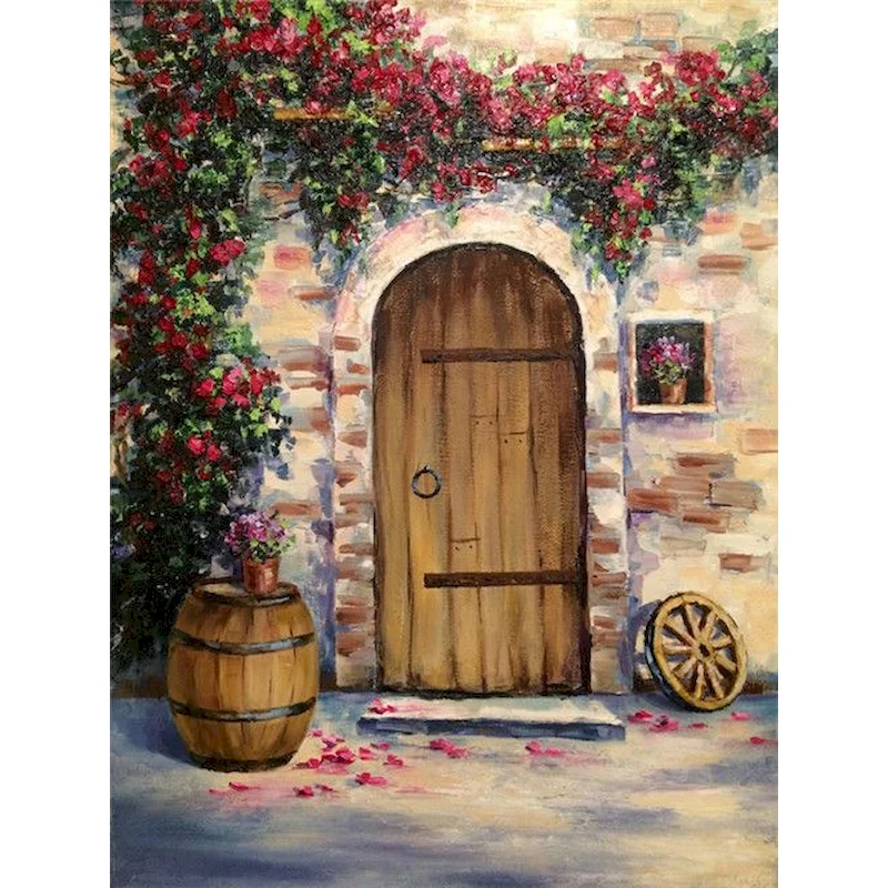 

Frame Painting By Number For Adults Landscape Flower Door Picture By Numbers Acrylic Paint On Canvas Handmade Home Decor
