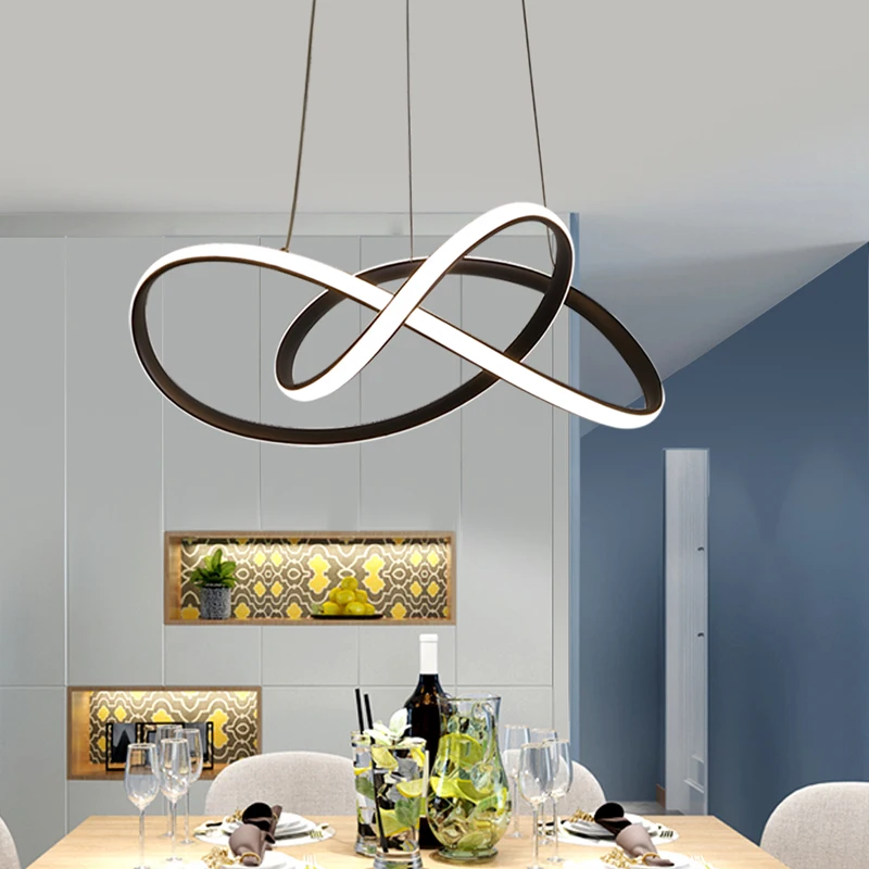 

Nordic Modern LED Chandelier Minimalist Black Coffee Long Pendant Lamp For Dining Room Shop Bar Office Decoration Hanging Light