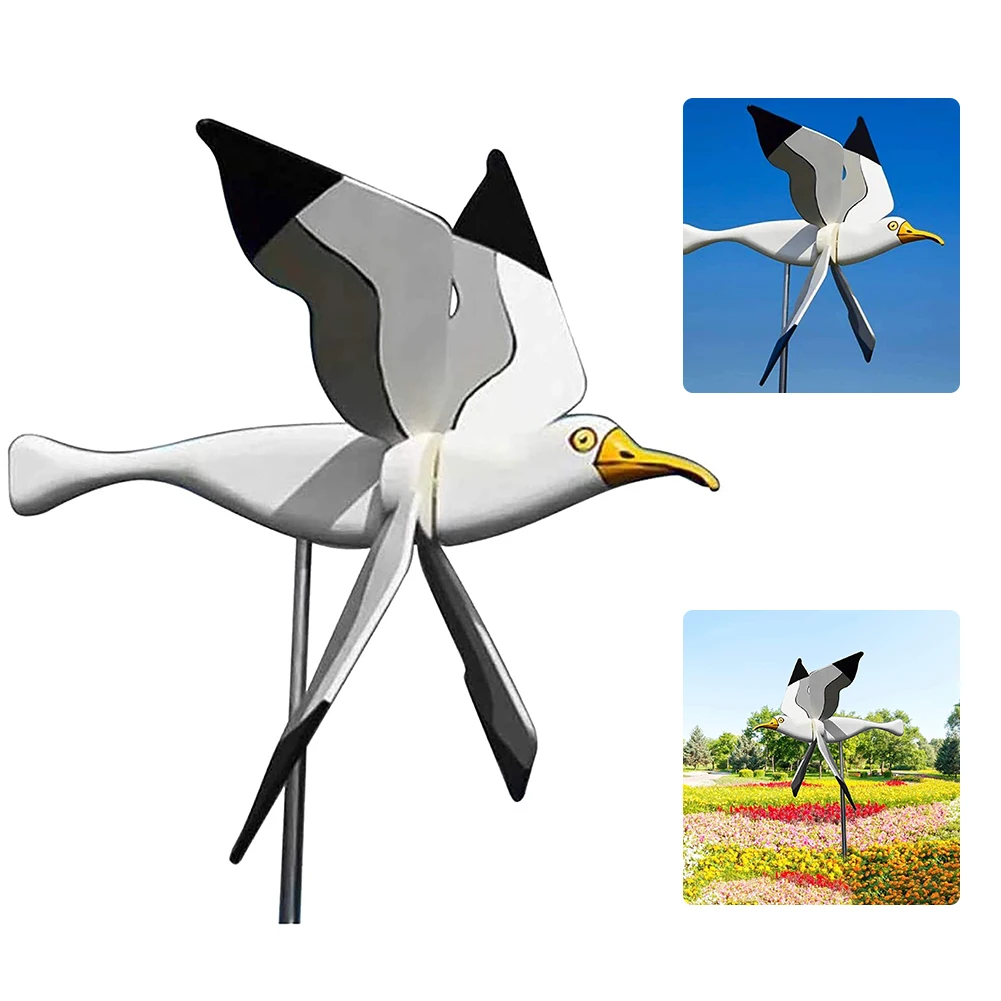 

Seagull Windmill Asuka Bird Wind Spinner Bird Shape Weather Vane Seagull Whirligigs Animal Seagull Garden Lawn Yard Decoration