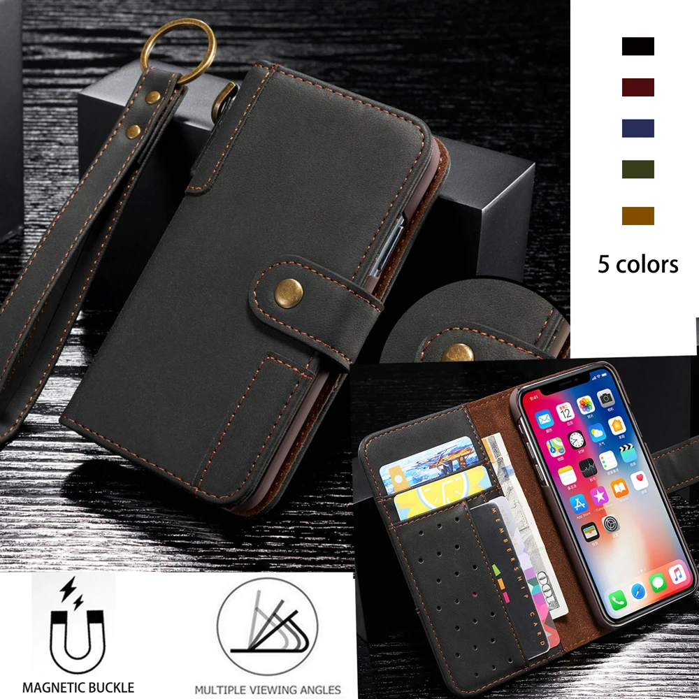 Магнитный откидной Чехол-бумажник для iPhone 6 6S роскошный кожаный чехол с ремешком