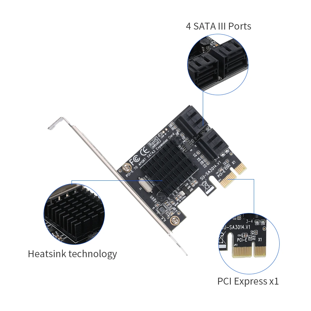 PCIE карта SATA PCI E адаптер Express для SATA3.0 карты расширения 4 порта III 6G SSD HDD|Платы
