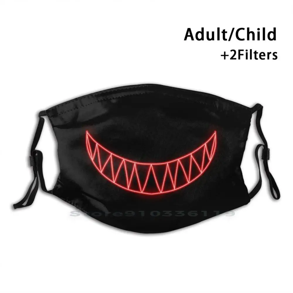 

Neon Smile Mouth Design Anti Dust Filter Washable Face Mask Kids