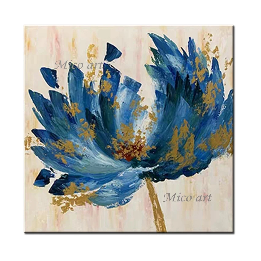 

Unframed Canvas Artwork New Design Flower Oil Painting Wall Decor Gold Foil Art Wall Pictures Artwork For Living Room Decoration