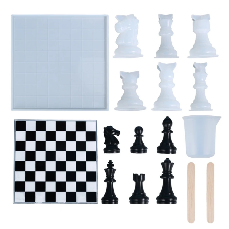 

1 Set 3D Chess Pieces Crystal Epoxy Resin Mold Handmade Chessborad Casting Silicone Mould DIY Crafts Making Tool X4YA