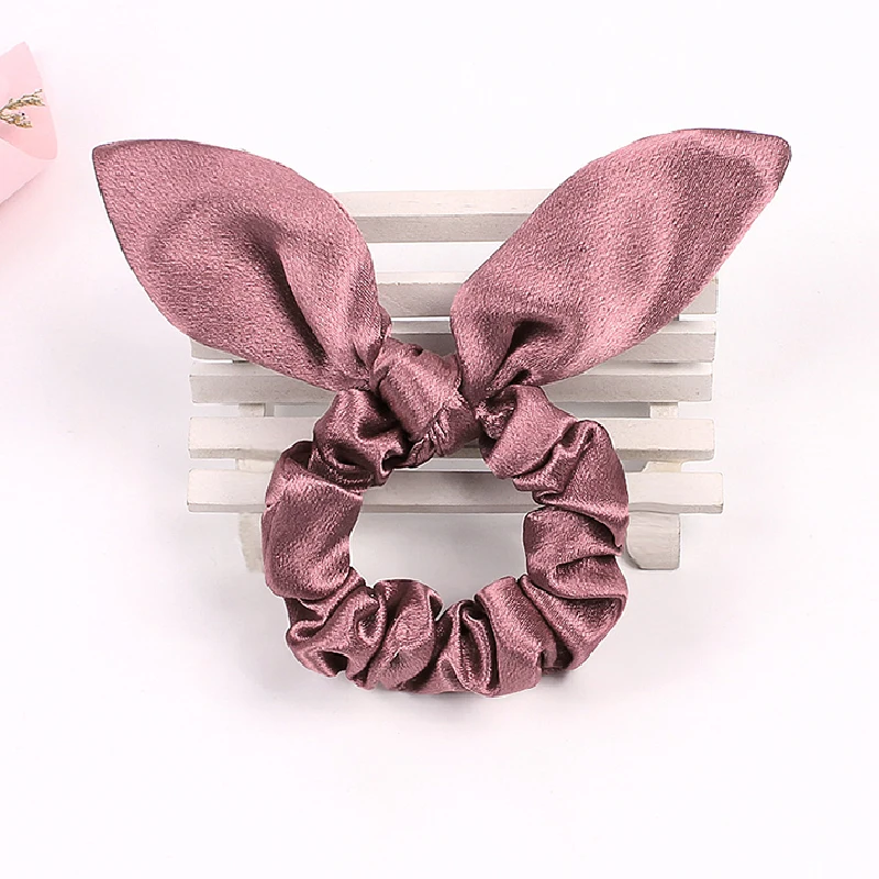 

Girls/Women Glossy Satin Bunny Ear Hair Scrunchie Knot Bow Hair Band Hair tie Bows Rabbit Ear Elastic Ponytail Holder Bands Hair