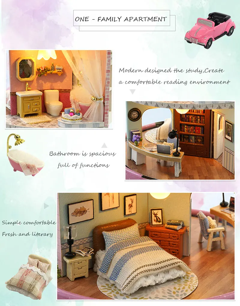 Roombox DIY Миниатюрный Музыкальный кукольный домик с деревянная мебель для дома С Пылезащитным покрытием детские игрушки Классический Рождественский подарок на день рождения
