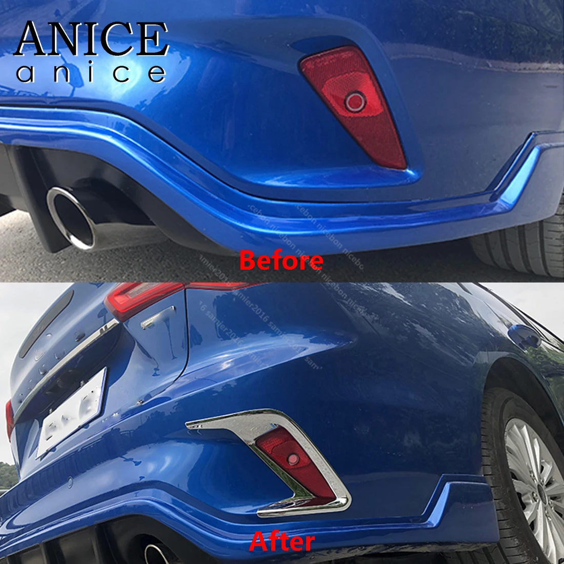 

2pc Carbon fiber color or cheome rear fog lamp cover trim Fit for ford Focus 2019 Sedan Not suitable for hatchback wagon