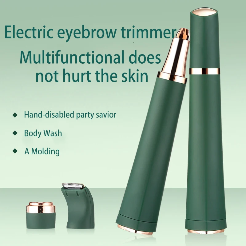 

Three Colors Three Cutter Heads Electric Eyebrow Trimming Shaver Battery Operated Shaver For Women Face Body Bikini Hair Remover