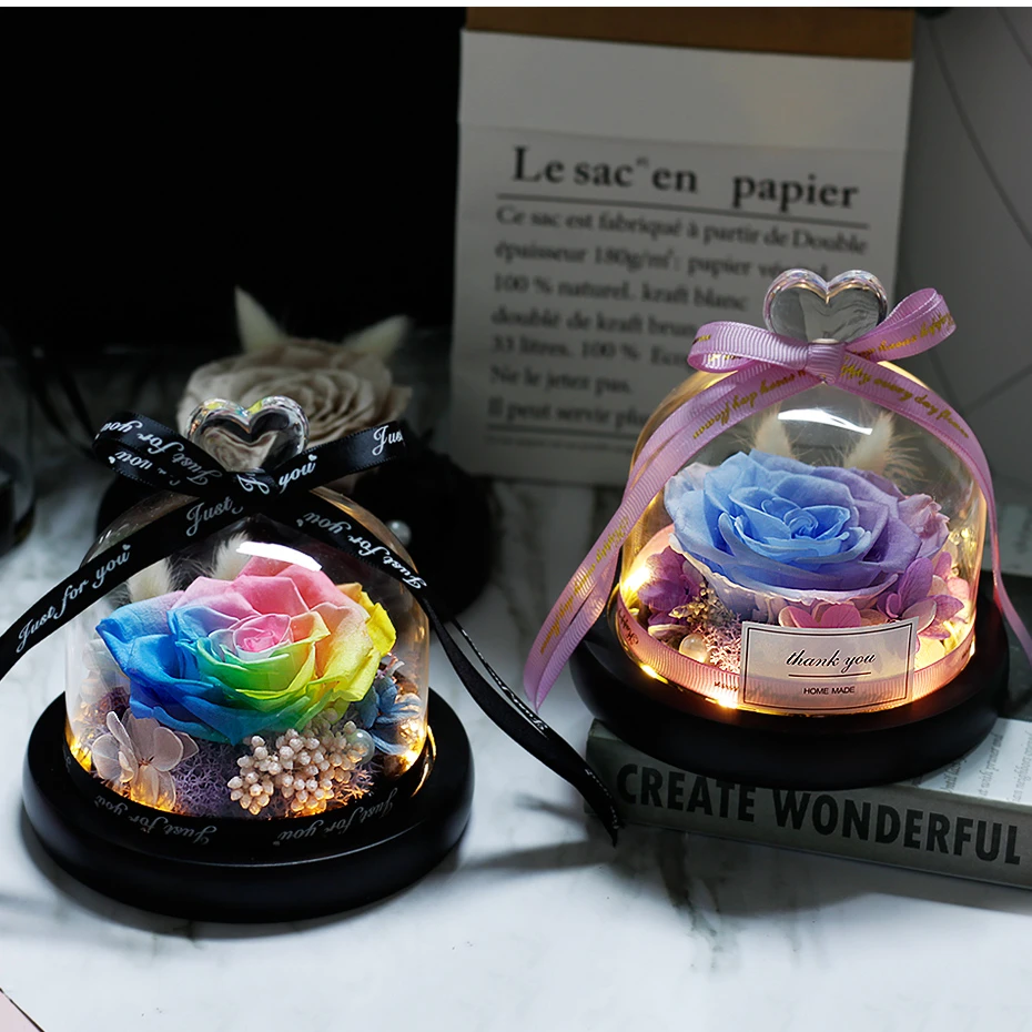 Сохраненные декоративные сушеные натуральные цветы лампа в виде зачарованной