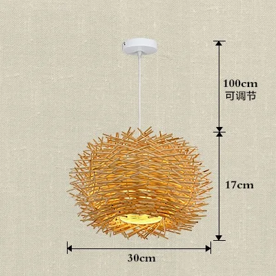 dia30cm wood color Ручной работы птица подвеска гнездо свет Плетеный Деревянный Отель Ресторан столовая кафе бар скандинавский ротанга люстра модерн подвесная подвеска - Цвет корпуса: dia30cm wood color