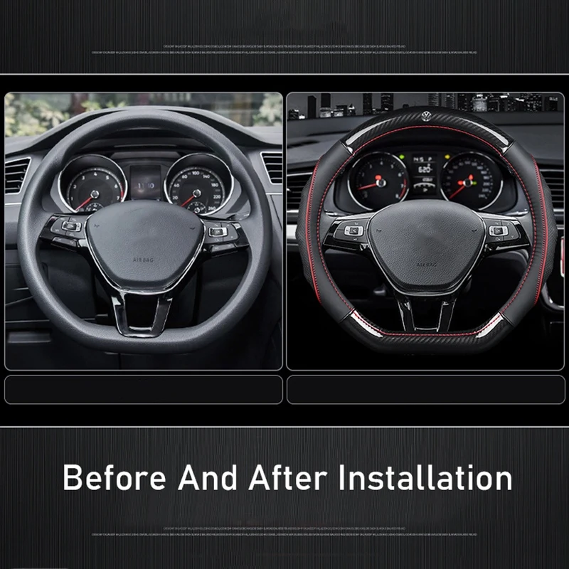 

Car Steering Wheel Cover Skidproof Auto Anti-Slip Embossing Leather for Golf 7 Mk7 -Polo Jetta Passat