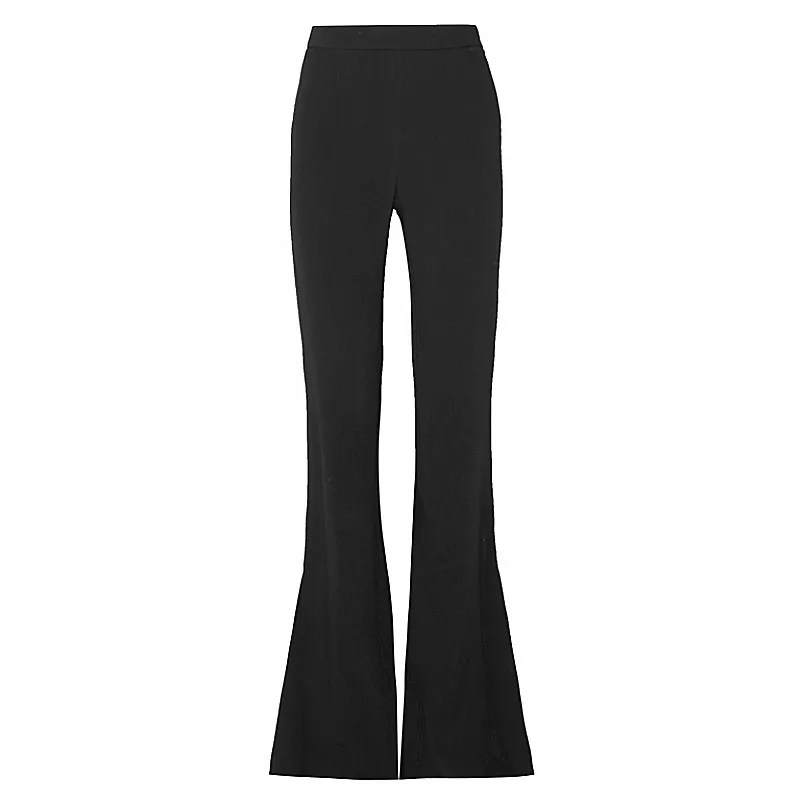 

[DEAT] High Elastic Waist Wide Leg Trousers New Loose Fit Pants Women Black Split Fork Pockets Fashion Tide Summer 2021 CX8699