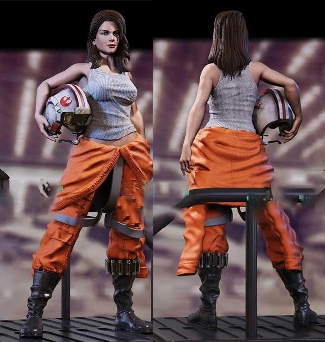 

1/24 75mm 1/18 100mm Resin Model The Female Pilot 3D Printing Figure Unpaint No Color RW-245