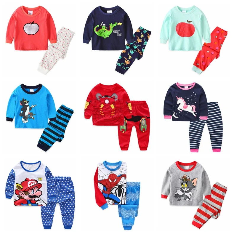 Новые детские пижамы с животными для девочек и мальчиков 2-7 лет в полоску