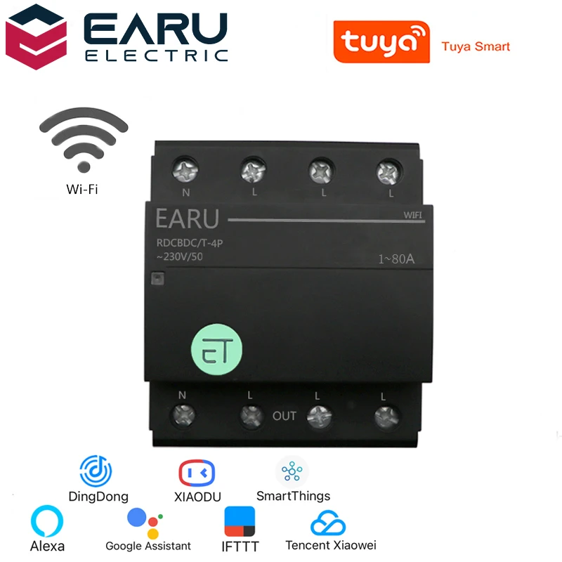 

3P+N WiFi Circuit Breaker Smart Time Timer Relay Switch Voice Remote Control By Tuya Smart APP Smart House For Alexa Google Home