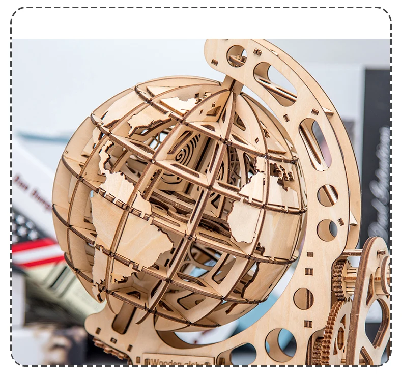 Деревянный глобус головоломка 3D DIY механический привод модель Трансмиссия вращающиеся головоломки для сборки украшения дома и офиса игрушки для взрослых