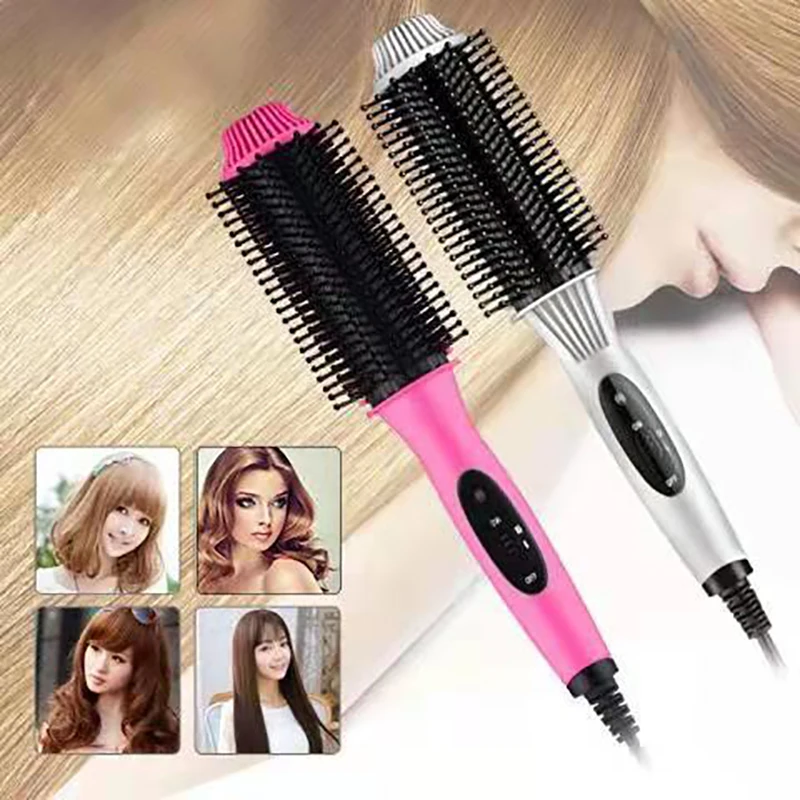 

Hot Hair Straighteners Brush Women Hair Styler Curling Iron Electric Hot Comb Straightener Fast Heating Curler Hair Caring Tools