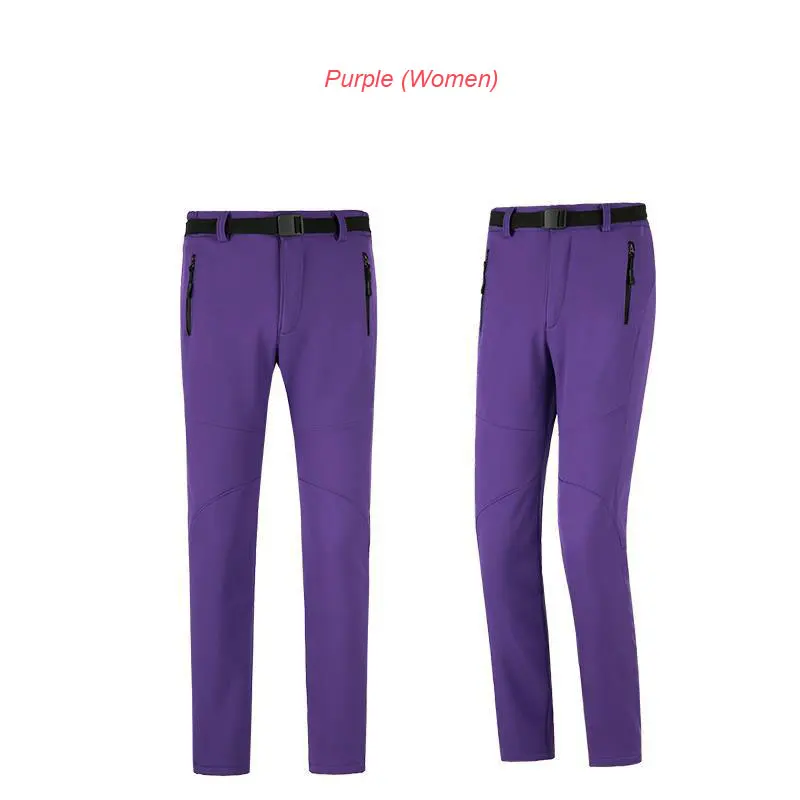 Purple(women) Мужские и женские плотные брюки водонепроницаемые брюки для туризма высокое качество кемпинг рыбалка одежда ветрозащитная Осень-Зима теплые брюки для подростков взрослых - Цвет: Purple(women)