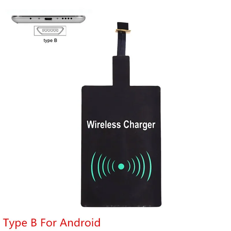 qi wireless charger receiver for iphone7 6 6s 5s 7 plus universal wireless charging receiver module for type c micro usb phone free global shipping