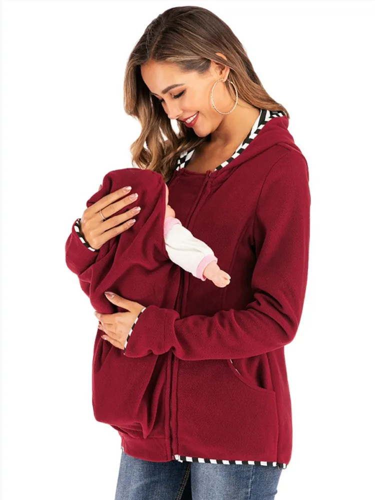 Свитшот для беременных кенгуру Одежда толстовки утепленные шерстяные куртки