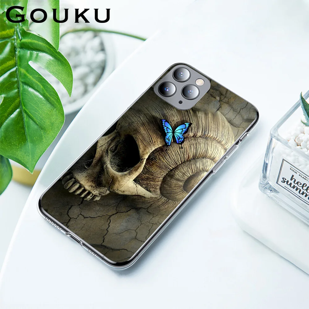 Силиконовый чехол для телефона GOUKU Skull мягкий водонепроницаемый IPhone 11 X XS Pro XR Max 8 7 6
