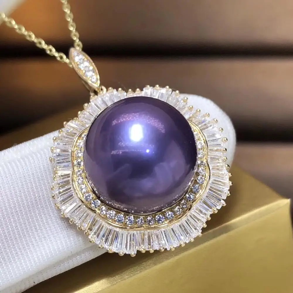 Женская подвеска из натурального жемчуга ожерелье желтого золота 14 к 15-14 мм |