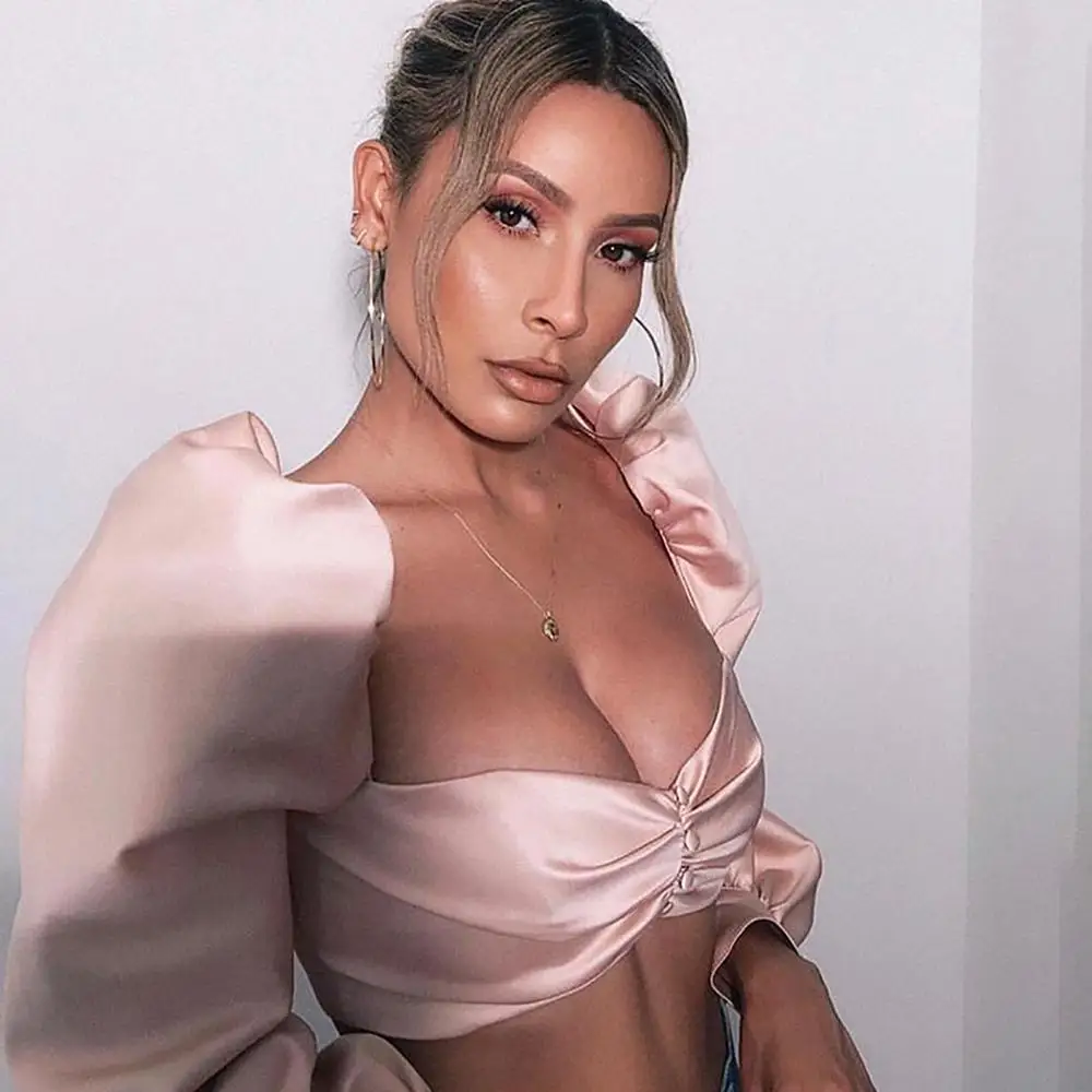 Облегающая Сексуальная короткая футболка топ-труба женский топ с вырезом