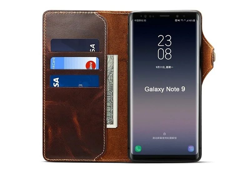 Чехол-книжка Solque из натуральной кожи для samsung Galaxy Note 9, роскошный винтажный Чехол-кошелек с отделениями для карт, чехол s