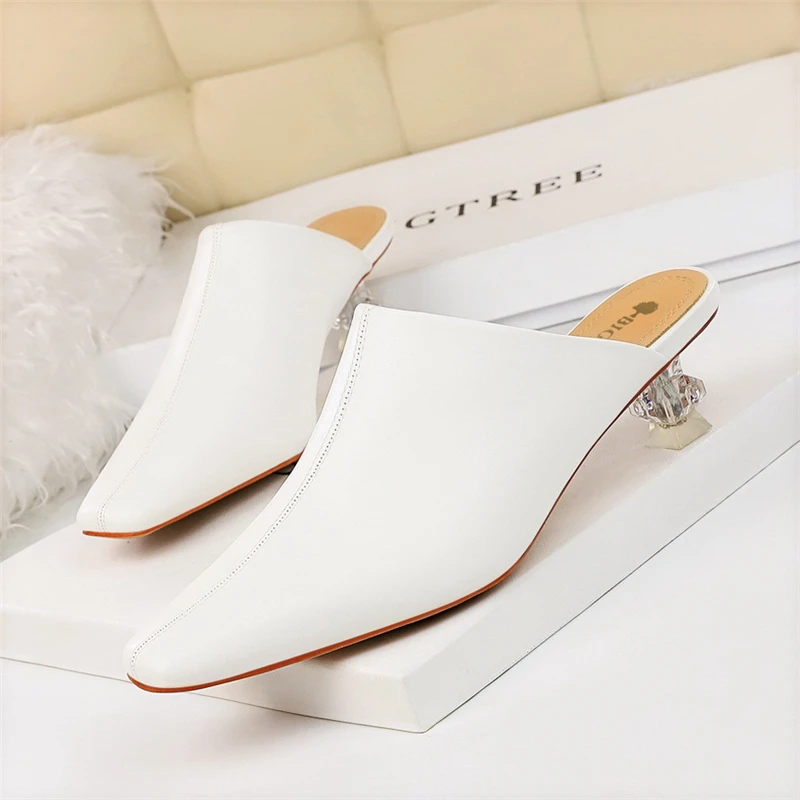 Роскошные Тапочки туфли без пяток на высоких каблуках босоножки с открытой