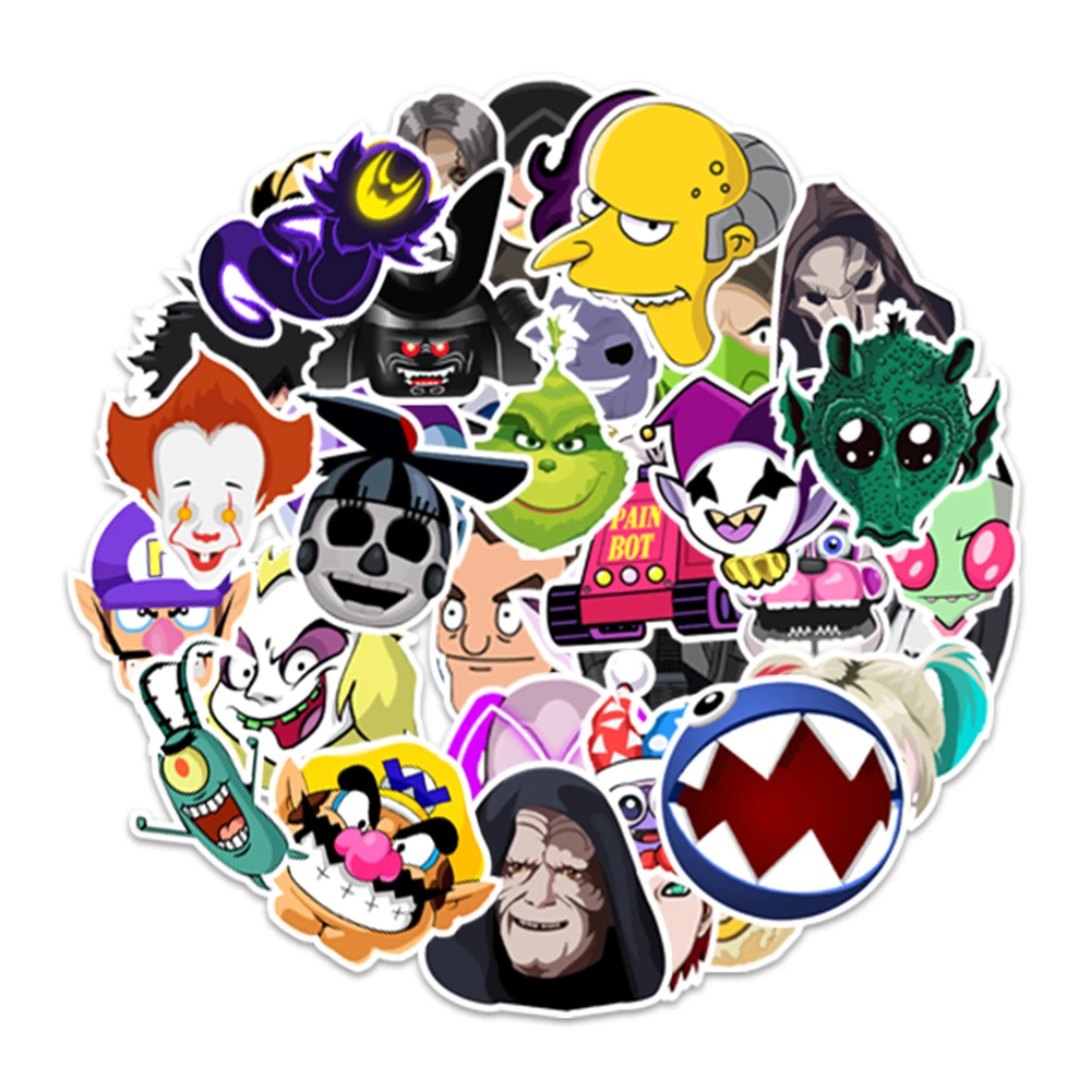 

50 шт./компл. коллекция злодей для сноуборда, ноутбука, чемодана, холодильника, Стайлинг автомобиля, Фотокамера, наклейки для домашнего декор...